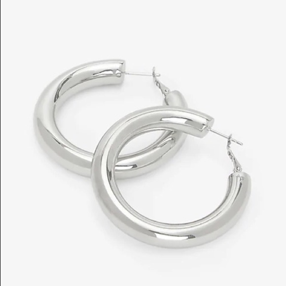 Express Thick Metal Hoop Earrings